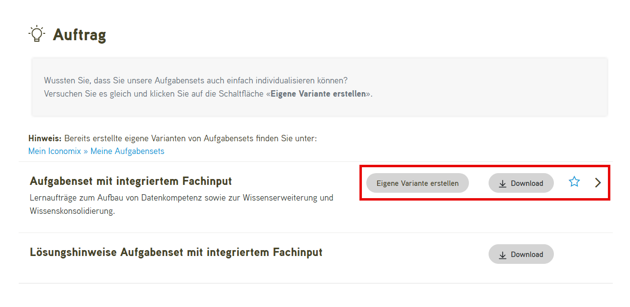 Ein Iconomix-Aufgabenset herunterladen