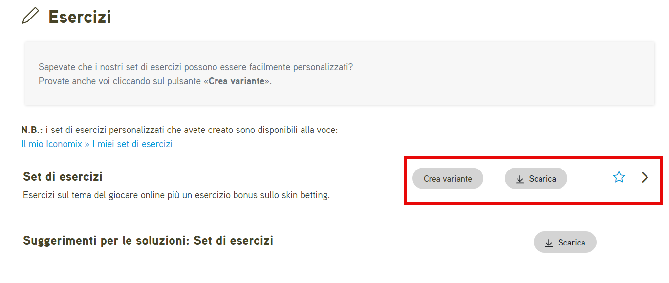Scarica un set di esercizi da Iconomix