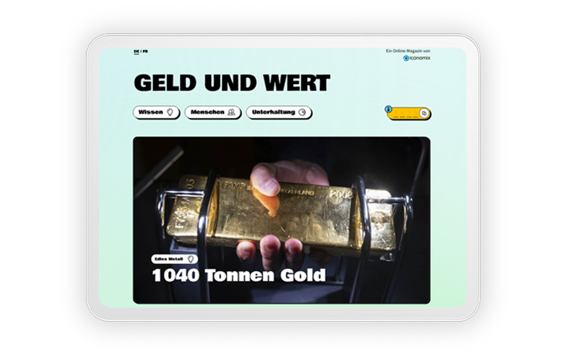 Tablet mit Ausschnitt aus Online-Magazin "Geld und Wert"nitt aus Online-Magazin "Geld und Wert"