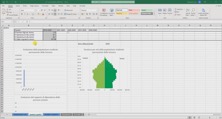 Tutorial sulla struttura della pagina del modulo e sulla simulazione Excel