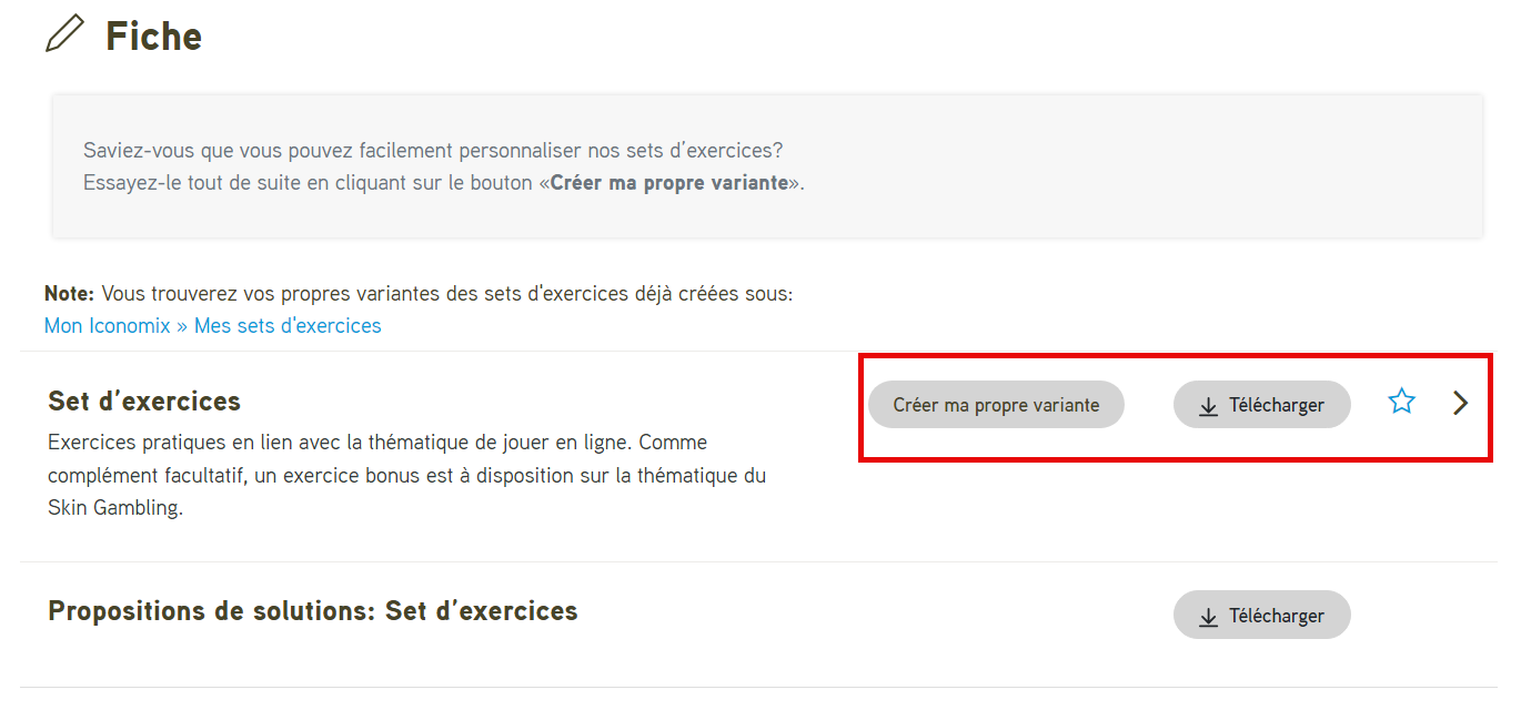 Télécharger un set d'exercices d'Iconomix