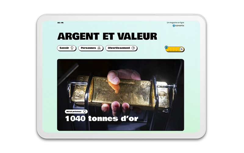 Tablet avec prévu du magazine en ligne "Argent et valeur"