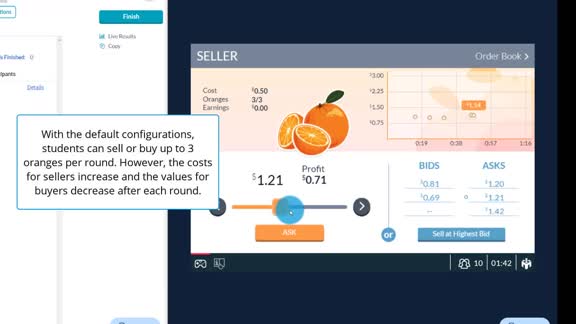 Simulation en ligne de MobLab «Competitive Market Game / Market without tax»